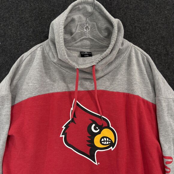 Louisville Cardinals Pullover Women's XXL Red Gray Cowl Neck Graphic Long Sleeve - Picture 2 of 7